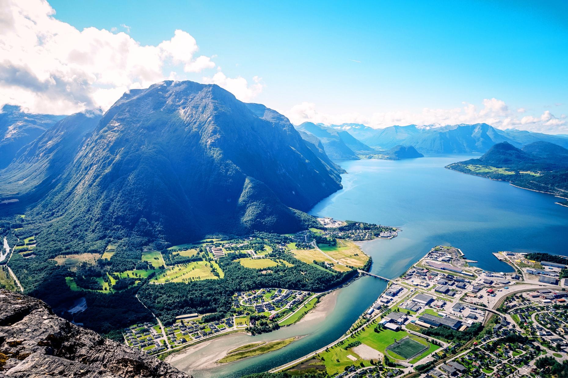 View of Åndalsnes from Rampestreken viewpoint.