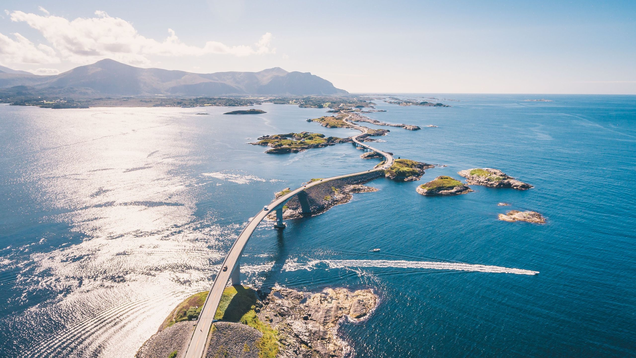 A drone image of Norway's Atlantic Ocean Road.