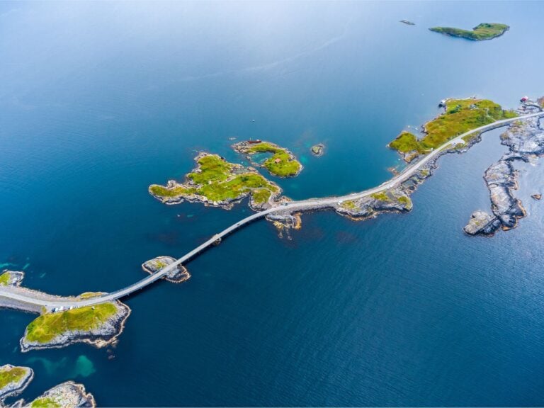 Atlantic Road in Norway from above.