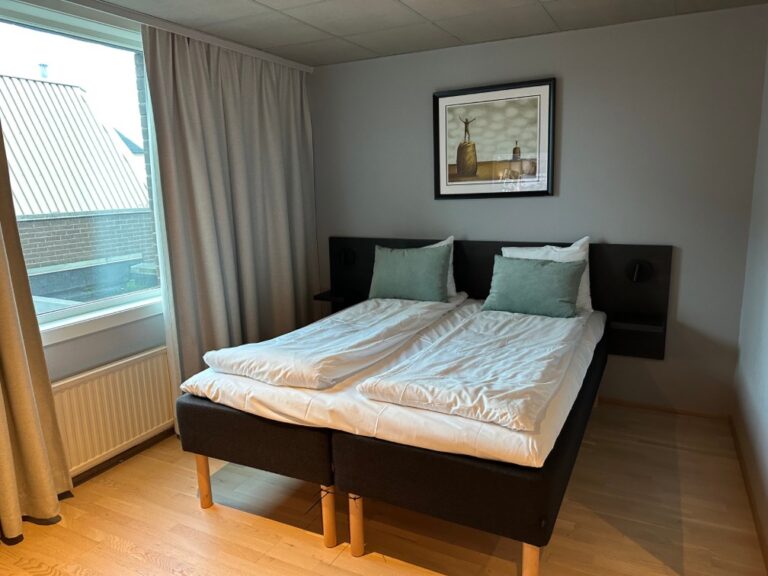 Bedroom at Scandic Drammen hotel.