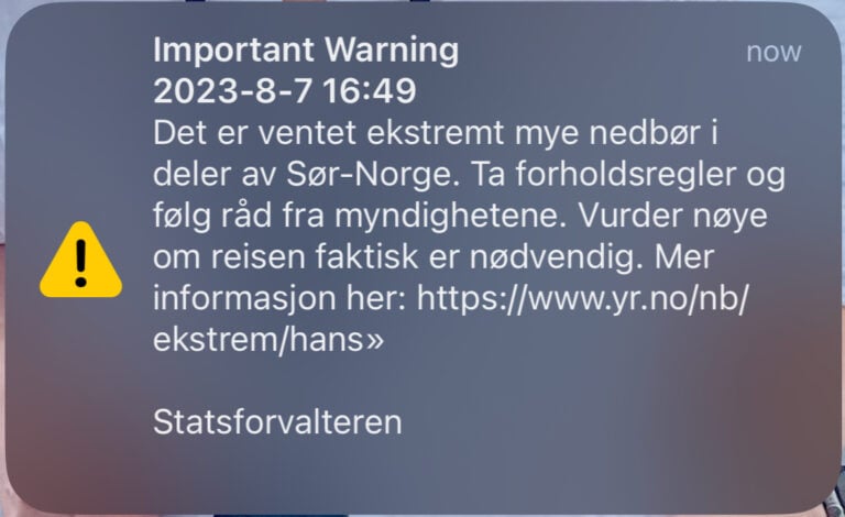 Norway national warning alert.