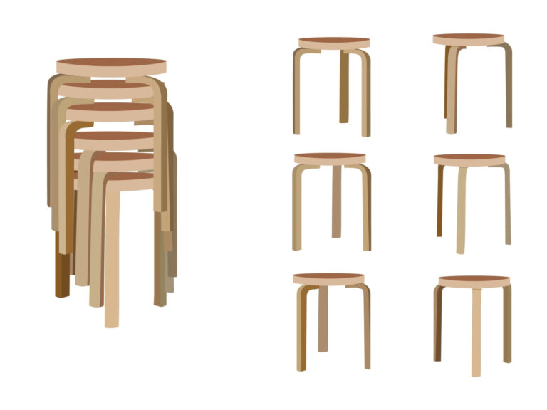 Aalto's Model 60 Stool, a Nordic design classic.