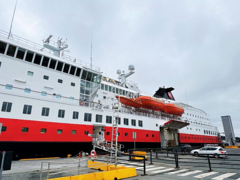 Boarding the Hurtigruten Polarlys in Trondheim.