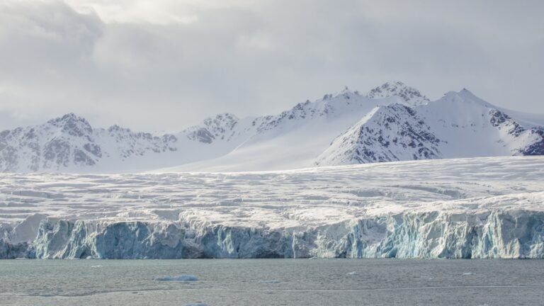 Spitsbergen island glacier seen from a cruise ship.