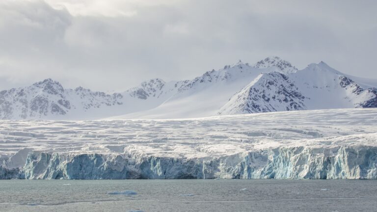 Spitsbergen island glacier seen from a cruise ship.