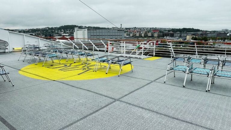 Outdoor deck space. Deck seven aft on Polarlys.
