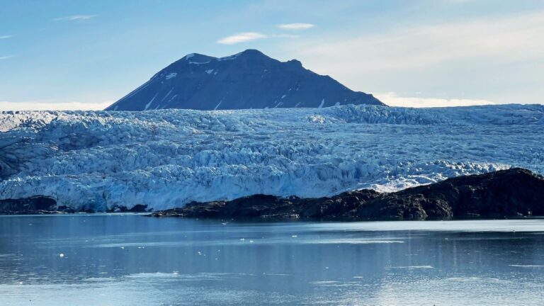 Glacier Nordenskiöldbreen in Svalbard seen from cruise ship.