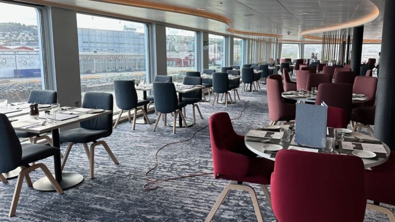 Main dining room on Havila Castor cruise ferry.