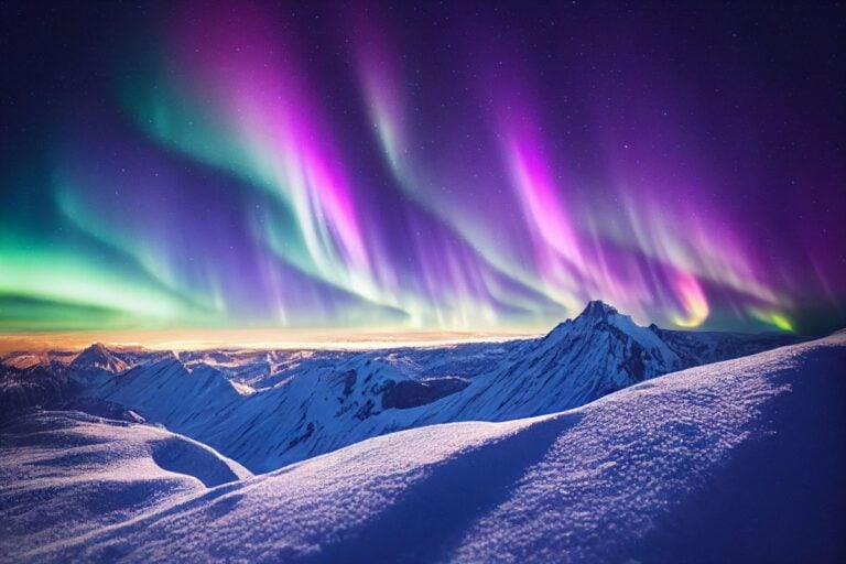 Northern lights in pink and purple.