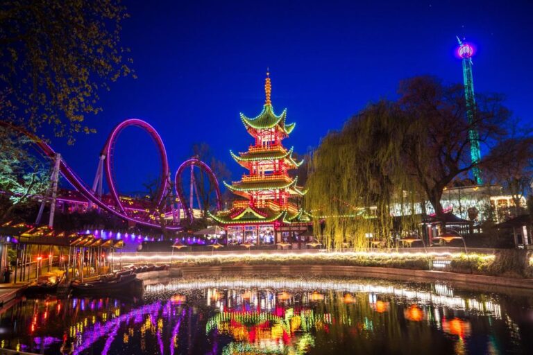 Tivoli Gardens at night.