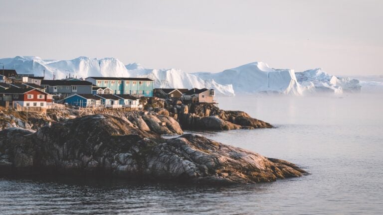 Ilulissat, Greenland, seen from the sea.