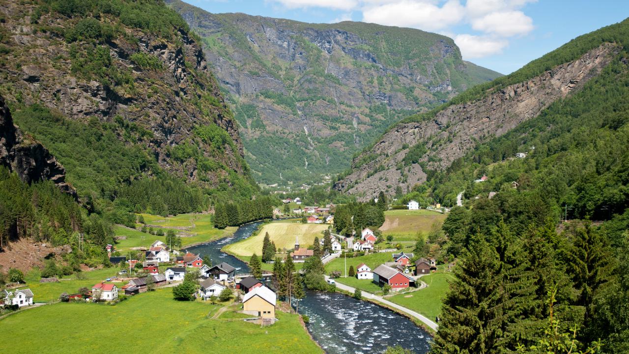 Flåm valley in fjord Norway.