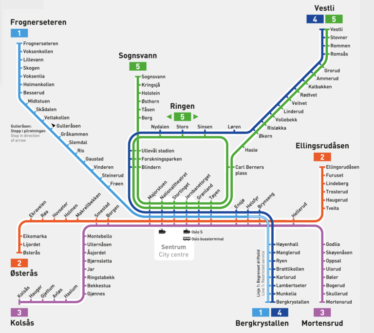 Oslo metro map. Image: Truls Lange Civitas / Ruter.