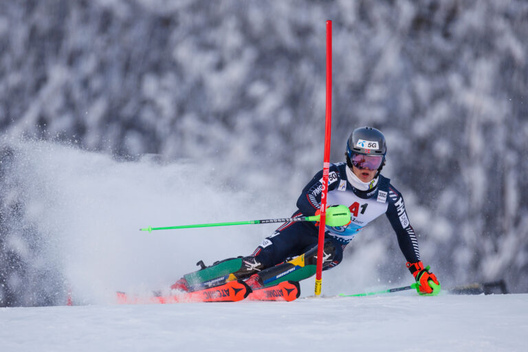 Lucas Braathen during the Hahnenkamm Race in Kitzbuhel, Austria in January 2023. Photo: Samo Vidic / Red Bull Content Pool.