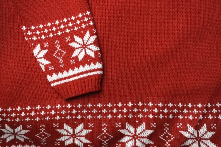 Typical red Norwegian knitwear.
