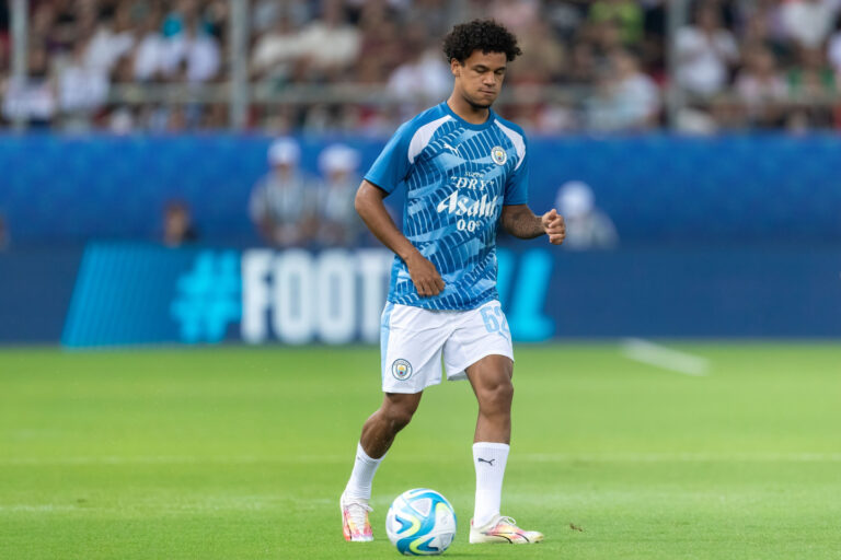 Oscar Bobb playing for Manchester City. Photo: Ververidis Vasilis / Shutterstock.com.