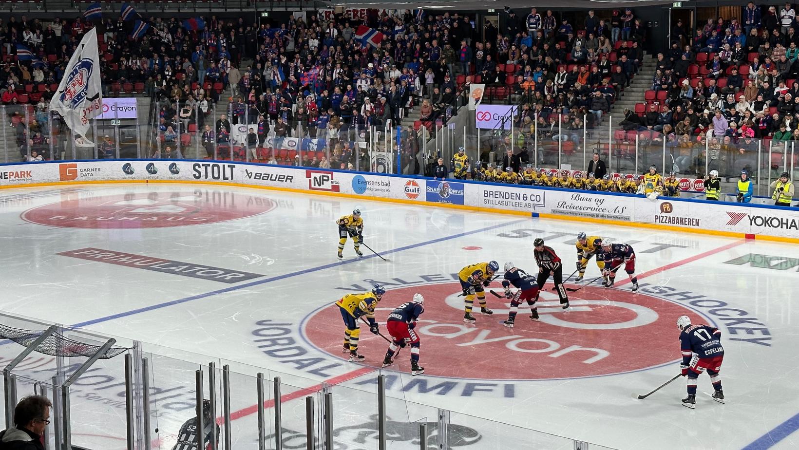 Ice hockey match in Norway.