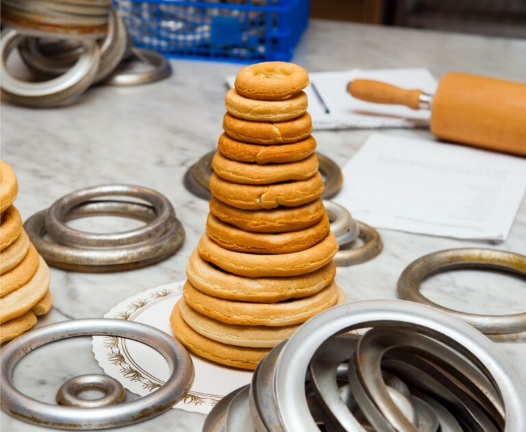 Kransekake rings before decoration.