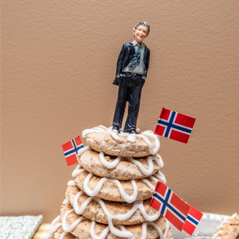 Kransekake wedding cake decoration.