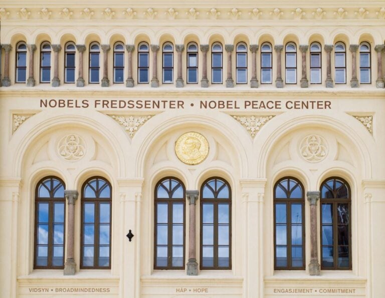 Architectural detail of the Nobel Peace Center.