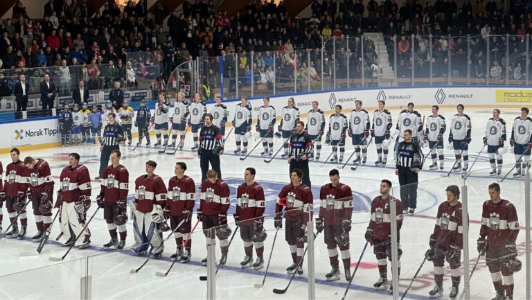 Norway v Latvia ice hockey game in Trondheim.