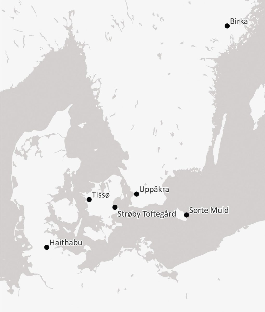 Map of Viking sites where window glass fragments have been found. Image: National Museum of Denmark.