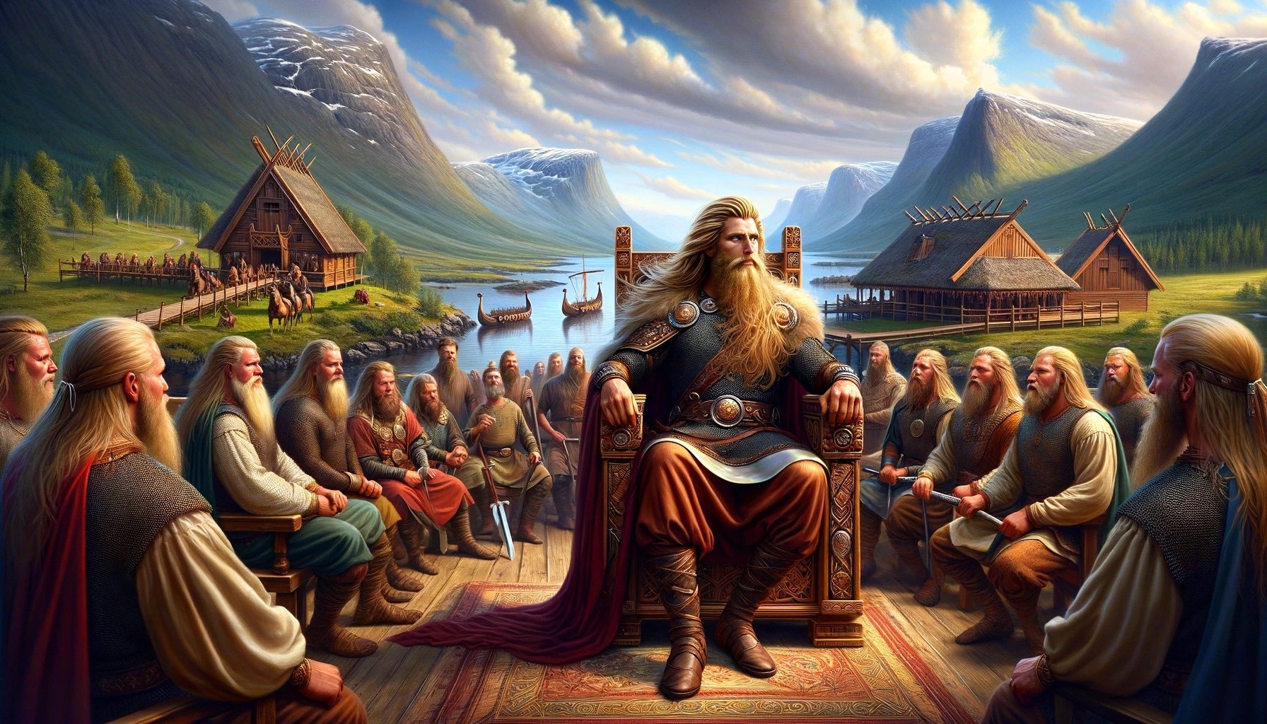 An interpretation of Viking King Harald Fairhair in Norway. Ilustration: David Nikel.
