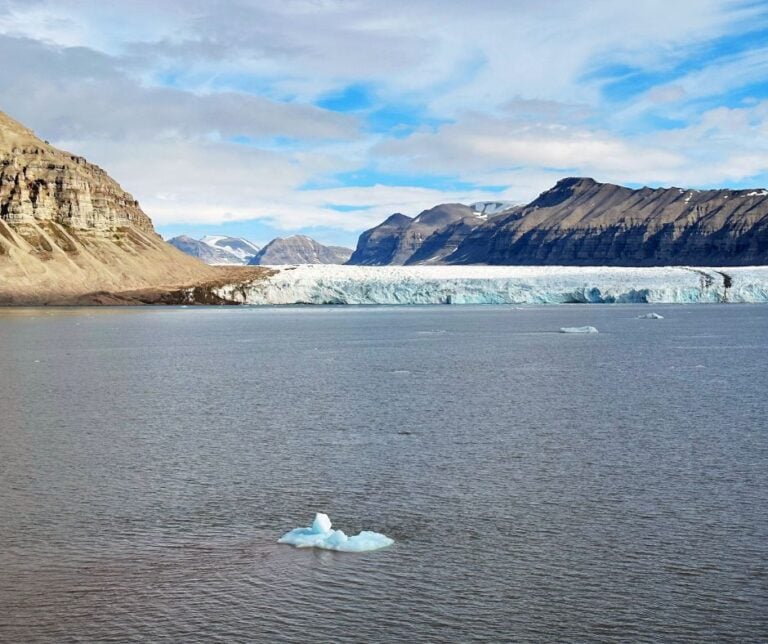 A glacier in Svalbard, viewed from a cruise ship. Photo: David Nikel.