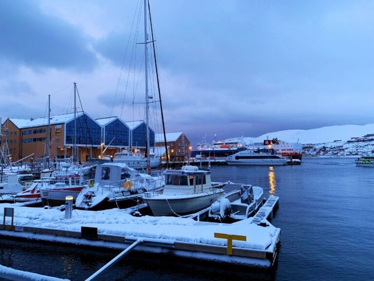Hammerfest port call in the winter. Photo: David Nikel.