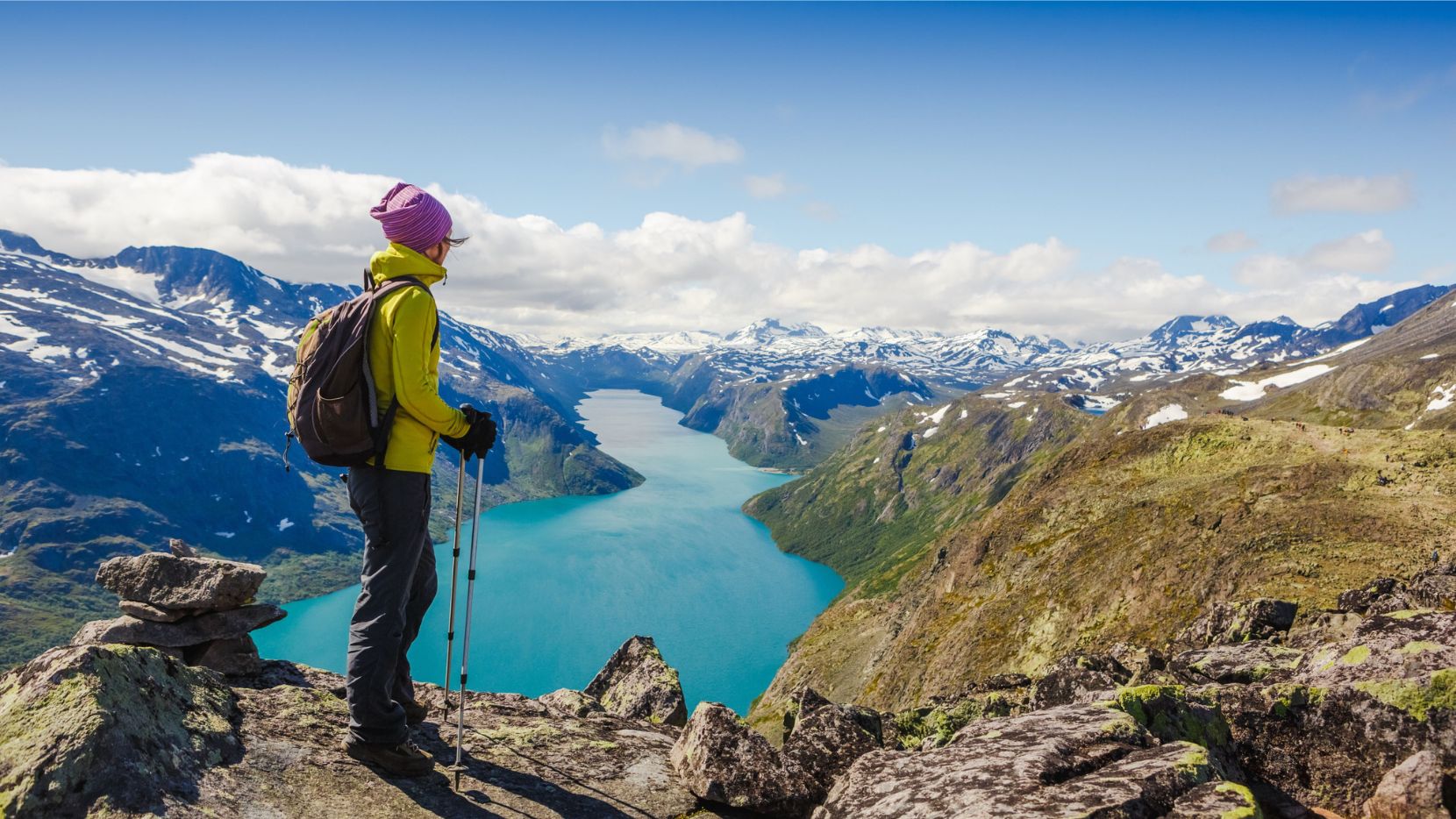 Hiker taking advantage of the 'right to roam' laws in Norway.