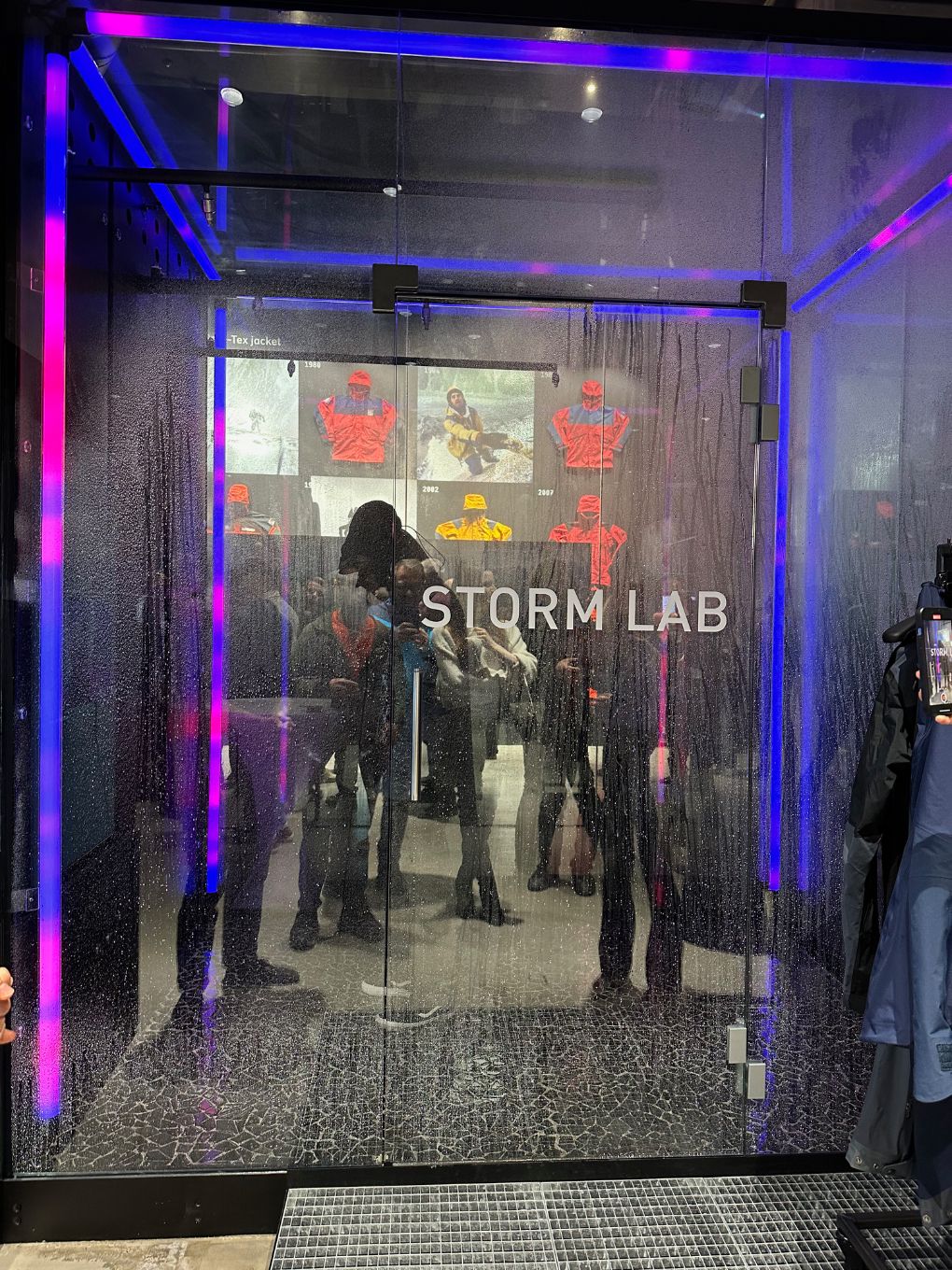 Customers can test clothing in the 'Storm Lab'. Photo: David Nikel.