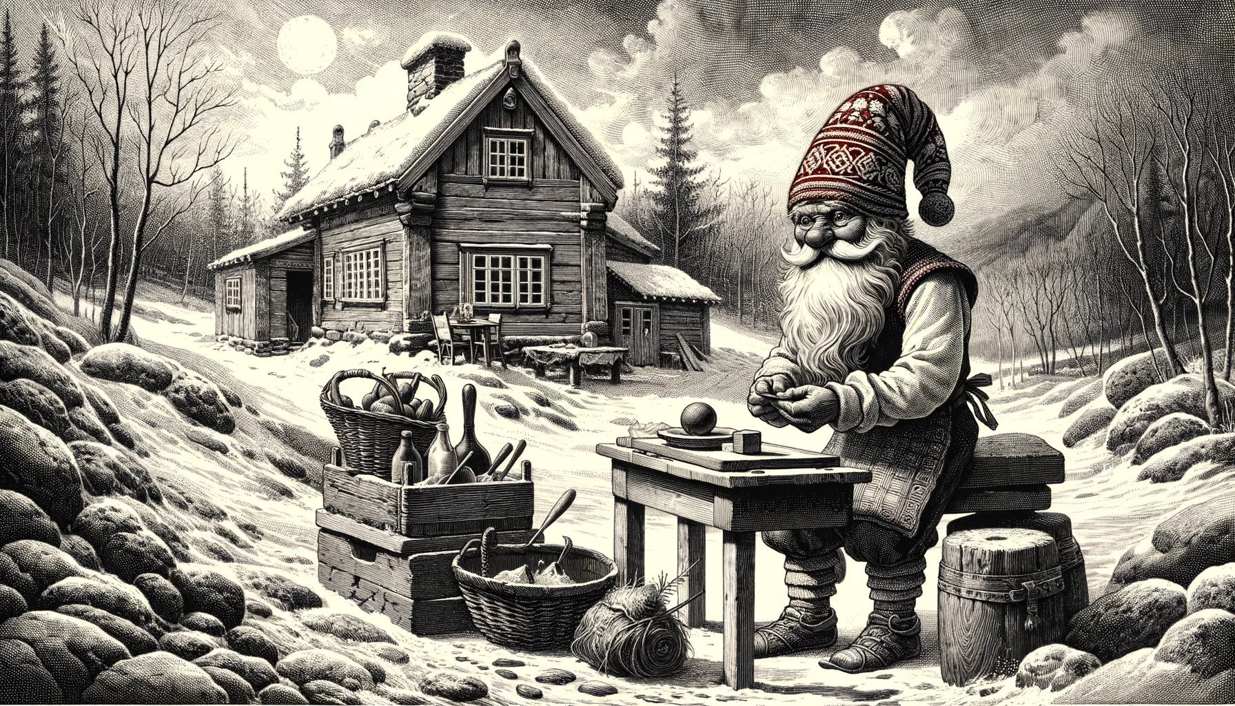 Illustration of a traditional Norwegian nisse. Image: Daniel Albert.