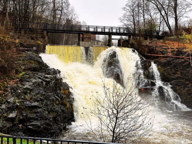 Waterfall outside the Norrøna flagship store restaurant. Photo: David Nikel.