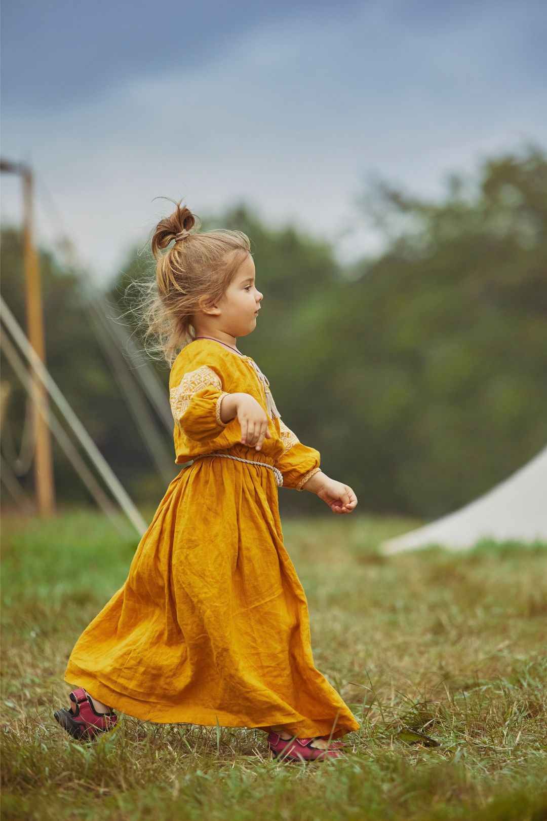 Young girl dressed as a Viking Age woman.