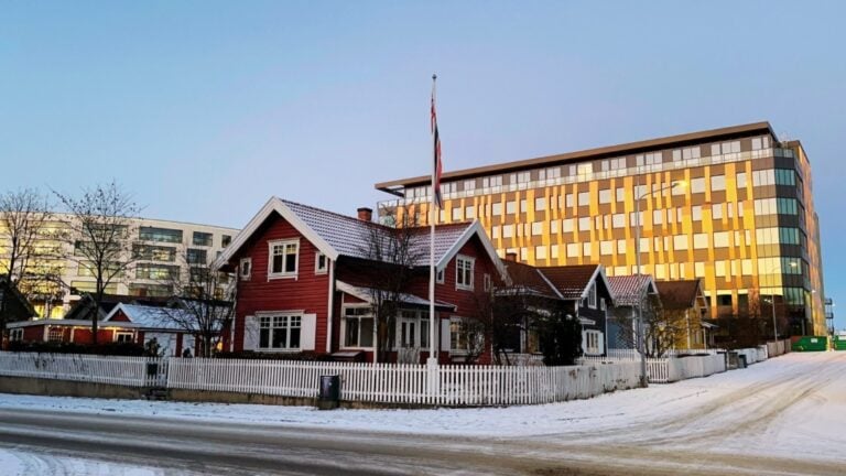 Old building and new building in Hamar. Photo: David Nikel.