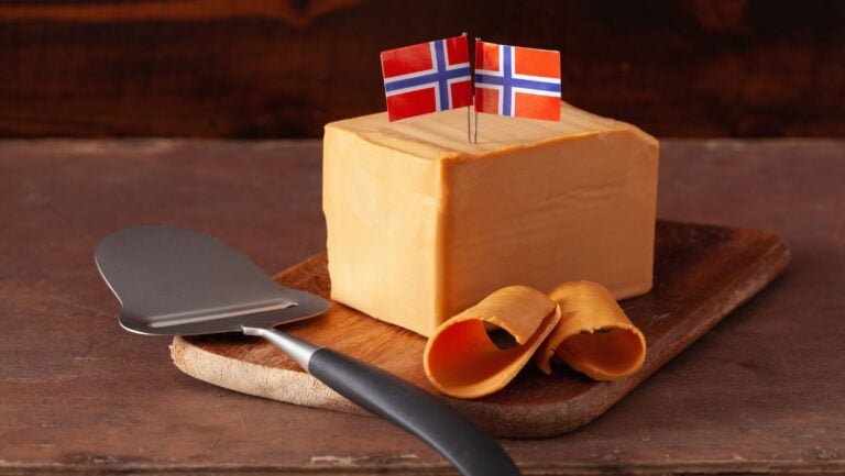 Norway block of brown cheese.
