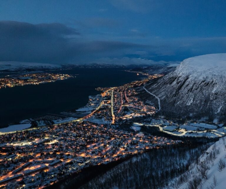 Dark winter day in Tromsø, Norway.