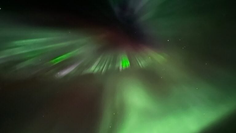 Aurora borealis caused by a solar storm. Photo: David Nikel.