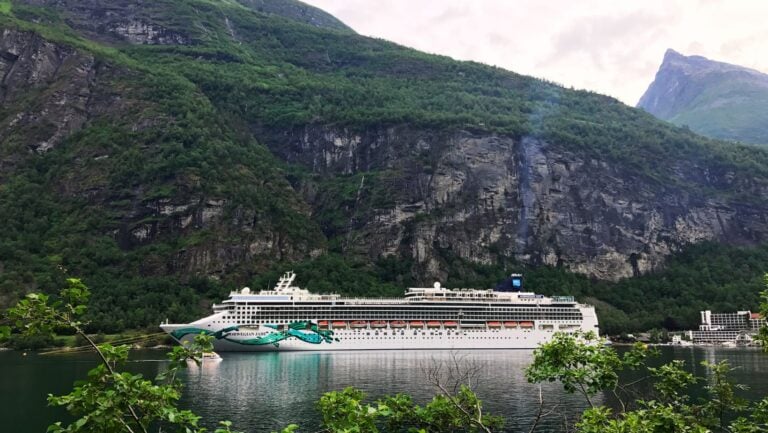 Cruise ship in the Geirangerfjord, Norway. Photo: David Nikel.