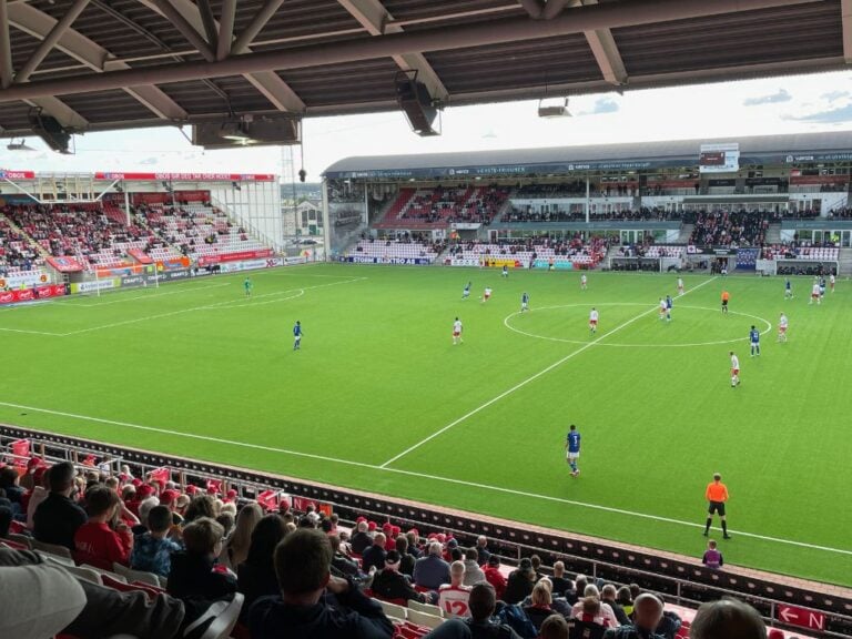 Football match at Fredrikstad Stadium. Photo: David Nikel.