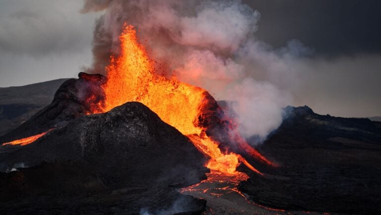 Fagradalsfjall volcano eruption in Iceland.
