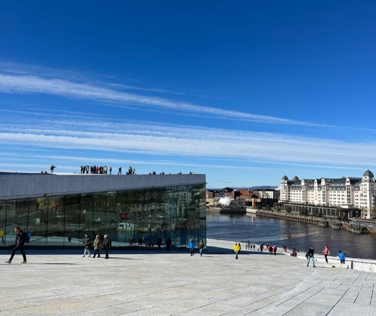 People walking on Oslo Opera House. Photo: David Nikel.