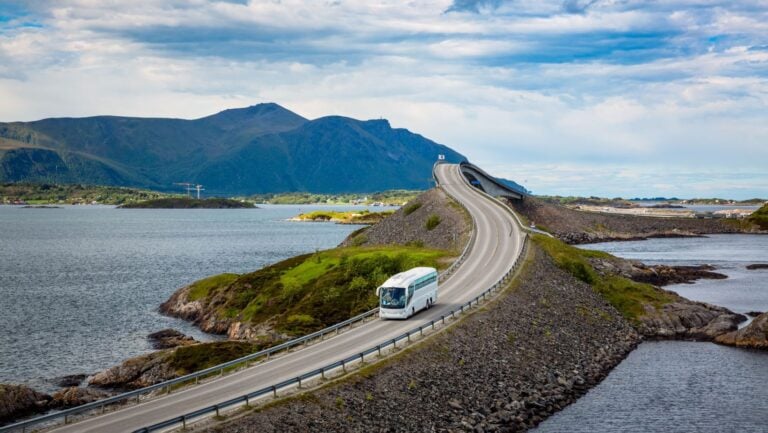 Bus on the Atlantic Road in Norway.
