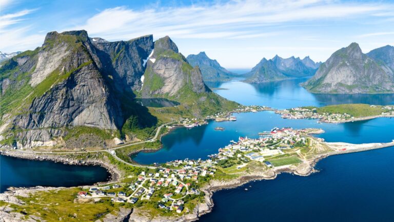 Drone photography in Lofoten, Norway.