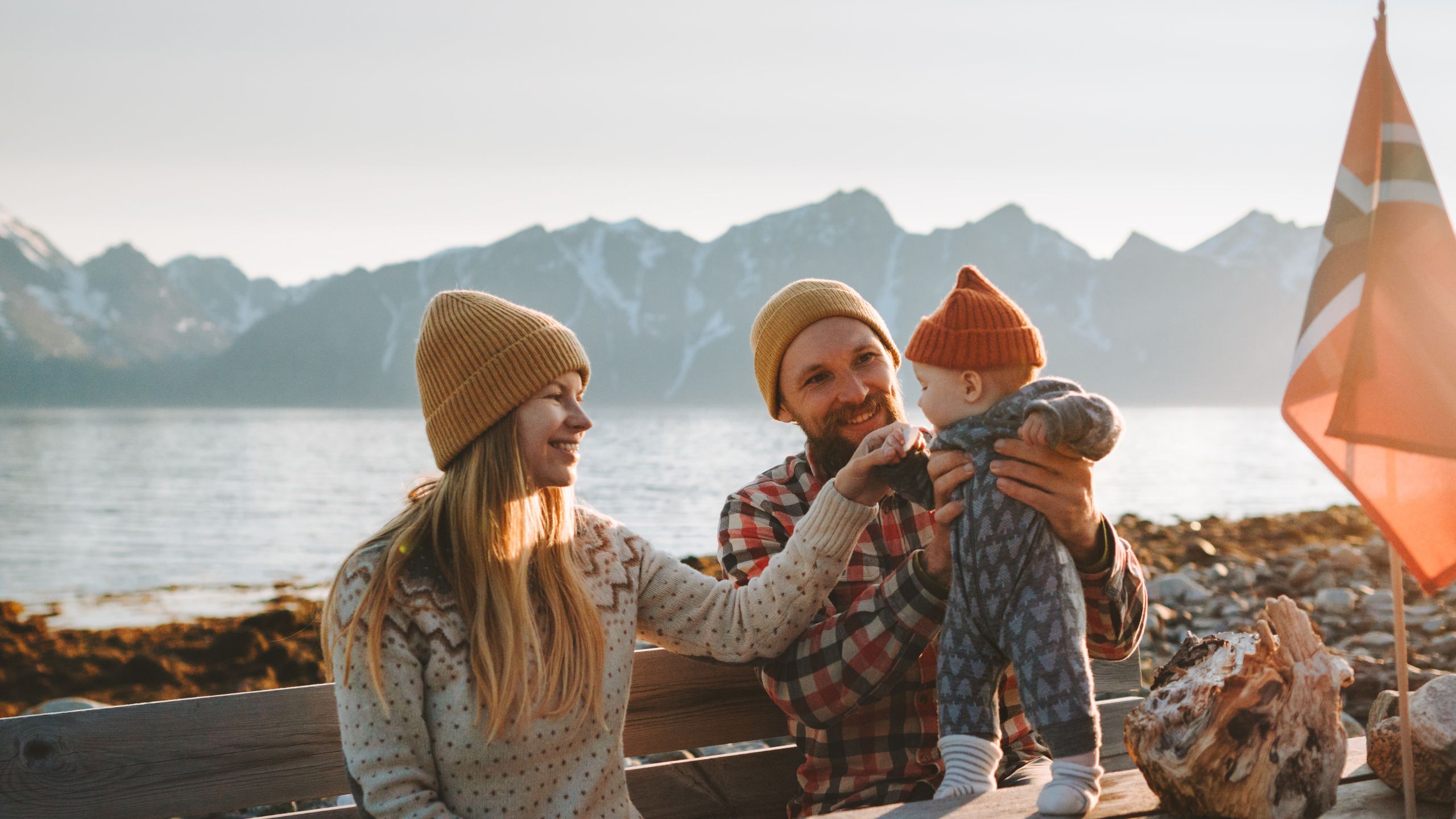 Young Norwegian family on vacation.