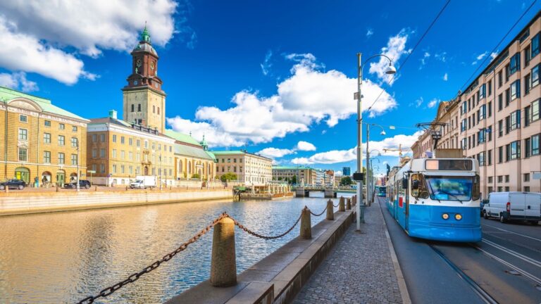 A street scene in Gothenburg, Sweden.