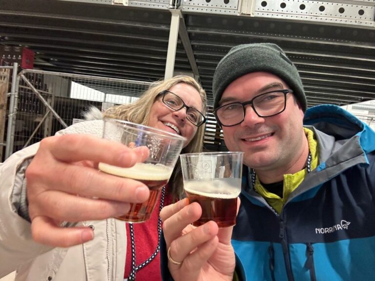 Enjoying the beer tasting at Lofotpils. Photo: David Nikel.