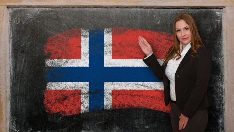 Norwegian language tutor and flag.
