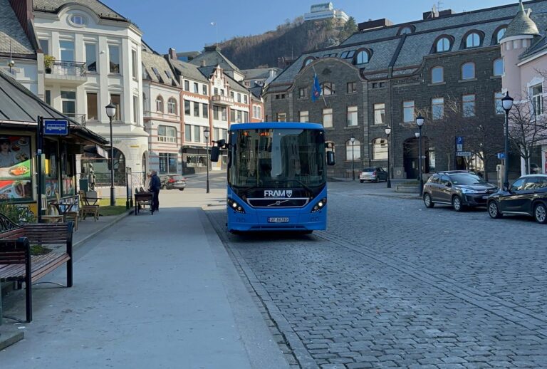 Bus stop in central Ålesund. Photo: David Nikel.