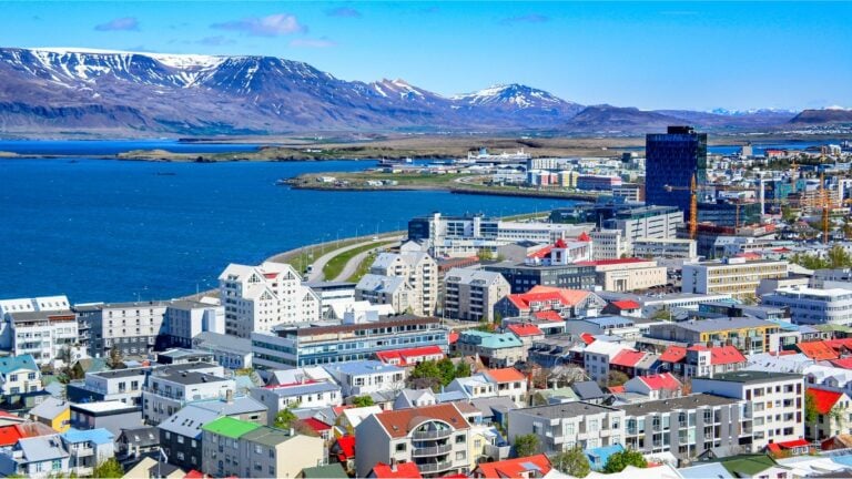 Downtown Reykjavik and bay.